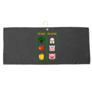 To Eat Veggies To Love Animals Vegan Veg Plantgiftbased Diet Gift Large Microfiber Waffle Golf Towel