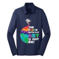 The Earth Without Art Is Just Eh Earth Day Artist Pun Gift Silk Touch Performance Long Sleeve Polo