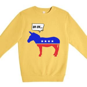 Trump Election Win 2024 Worried Democrat Donkey Reaction Premium Crewneck Sweatshirt