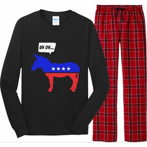 Trump Election Win 2024 Worried Democrat Donkey Reaction Long Sleeve Pajama Set