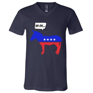 Trump Election Win 2024 Worried Democrat Donkey Reaction V-Neck T-Shirt