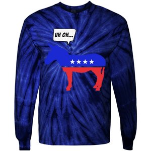 Trump Election Win 2024 Worried Democrat Donkey Reaction Tie-Dye Long Sleeve Shirt