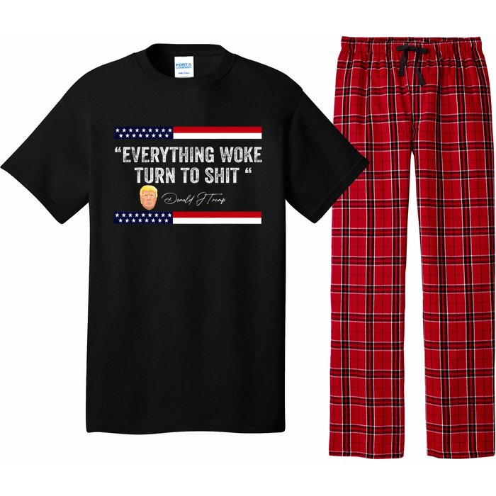 Trump Everything Woke Turns To Shit Political Republican Pajama Set