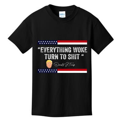 Trump Everything Woke Turns To Shit Political Republican Kids T-Shirt