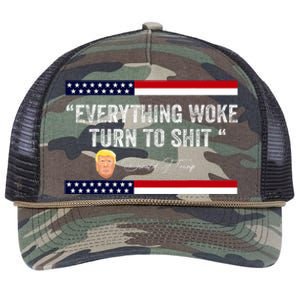 Trump Everything Woke Turns To Shit Political Republican Retro Rope Trucker Hat Cap