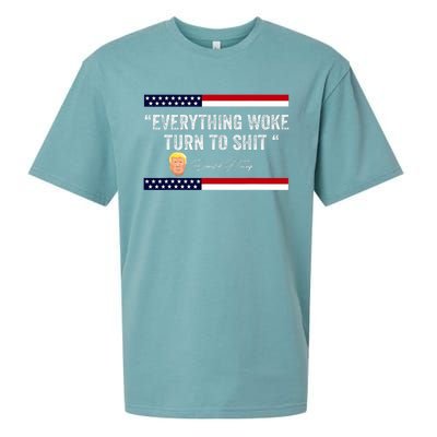 Trump Everything Woke Turns To Shit Political Republican Sueded Cloud Jersey T-Shirt