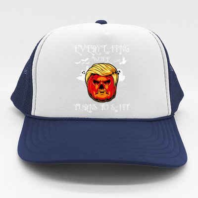 Trump Everything Woke Turns To Shit  Halloween Trumpkin Meaningful Gift Trucker Hat