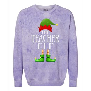 Teacher Elf Xmas Funny Family Matching Group Christmas Colorblast Crewneck Sweatshirt