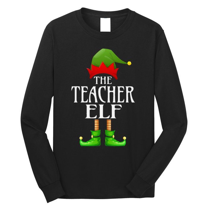 Teacher Elf Xmas Funny Family Matching Group Christmas Long Sleeve Shirt