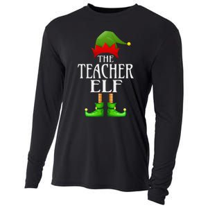 Teacher Elf Xmas Funny Family Matching Group Christmas Cooling Performance Long Sleeve Crew