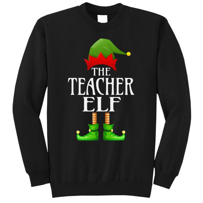 Teacher Elf Xmas Funny Family Matching Group Christmas Tall Sweatshirt