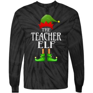 Teacher Elf Xmas Funny Family Matching Group Christmas Tie-Dye Long Sleeve Shirt