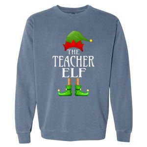 Teacher Elf Xmas Funny Family Matching Group Christmas Garment-Dyed Sweatshirt