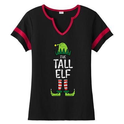 Tall Elf Xmas Matching Christmas For Family Ladies Halftime Notch Neck Tee