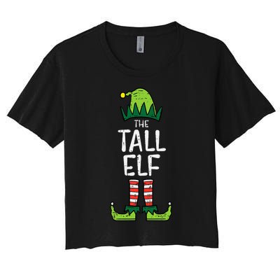 Tall Elf Xmas Matching Christmas For Family Women's Crop Top Tee