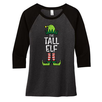 Tall Elf Xmas Matching Christmas For Family Women's Tri-Blend 3/4-Sleeve Raglan Shirt