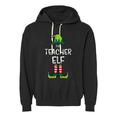 Teacher Elf Xmas Matching Christmas For Family Garment-Dyed Fleece Hoodie