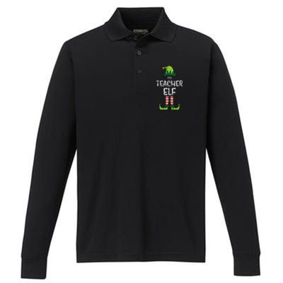 Teacher Elf Xmas Matching Christmas For Family Performance Long Sleeve Polo