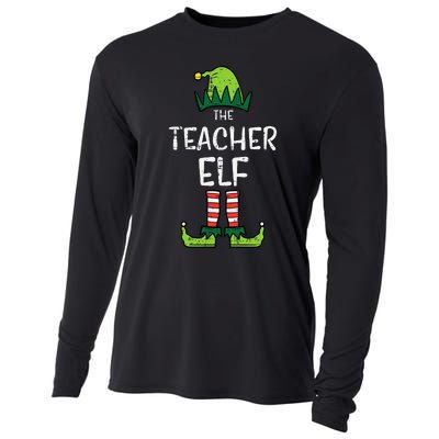 Teacher Elf Xmas Matching Christmas For Family Cooling Performance Long Sleeve Crew