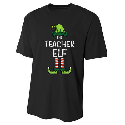 Teacher Elf Xmas Matching Christmas For Family Performance Sprint T-Shirt