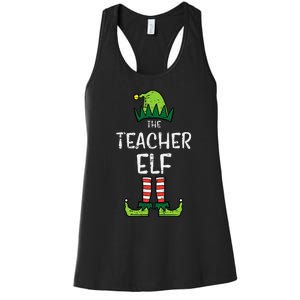 Teacher Elf Xmas Matching Christmas For Family Women's Racerback Tank