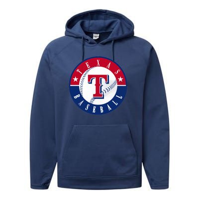 Texas Baseball Fan Vintage Performance Fleece Hoodie