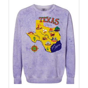 Texas Cartoon Map Colorblast Crewneck Sweatshirt