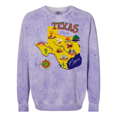 Texas Cartoon Map Colorblast Crewneck Sweatshirt