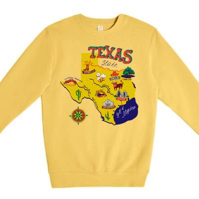 Texas Cartoon Map Premium Crewneck Sweatshirt