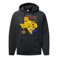 Texas Cartoon Map Performance Fleece Hoodie