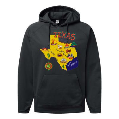 Texas Cartoon Map Performance Fleece Hoodie