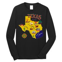 Texas Cartoon Map Long Sleeve Shirt