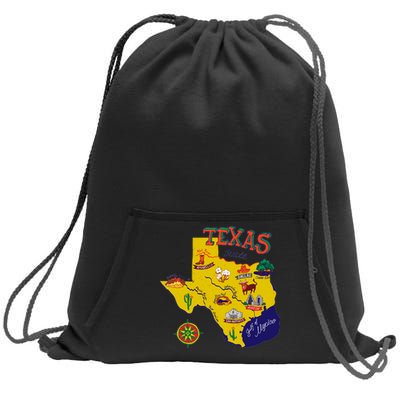 Texas Cartoon Map Sweatshirt Cinch Pack Bag