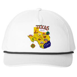 Texas Cartoon Map Snapback Five-Panel Rope Hat