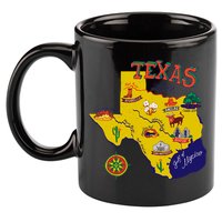 Texas Cartoon Map 11oz C Handle Ceramic Mug