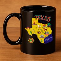 Texas Cartoon Map 11oz C Handle Ceramic Mug