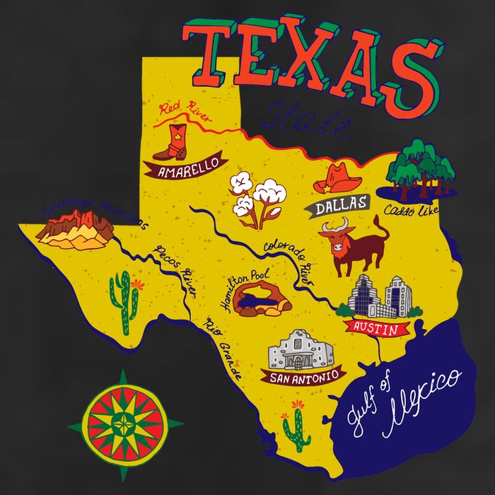 Texas Cartoon Map 11oz C Handle Ceramic Mug