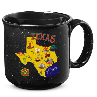 Texas Cartoon Map 15oz Campfire Ceramic Mug