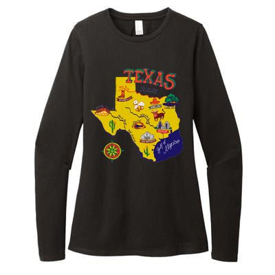 Texas Cartoon Map Womens CVC Long Sleeve Shirt