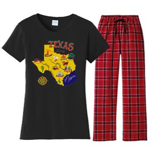 Texas Cartoon Map Women's Flannel Pajama Set