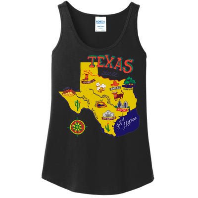 Texas Cartoon Map Ladies Essential Tank