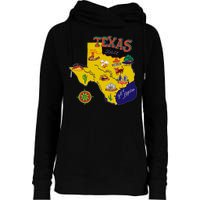 Texas Cartoon Map Womens Funnel Neck Pullover Hood