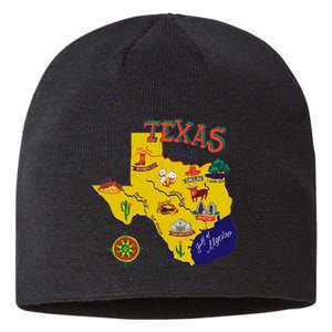 Texas Cartoon Map Sustainable Beanie