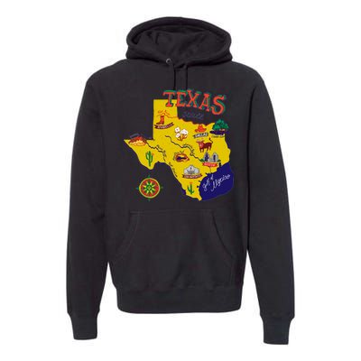 Texas Cartoon Map Premium Hoodie