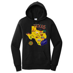 Texas Cartoon Map Women's Pullover Hoodie