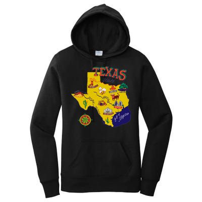 Texas Cartoon Map Women's Pullover Hoodie