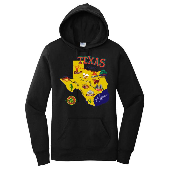 Texas Cartoon Map Women's Pullover Hoodie