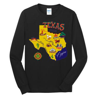 Texas Cartoon Map Tall Long Sleeve T-Shirt