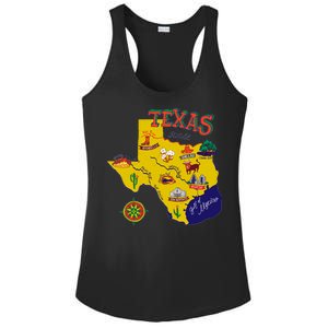 Texas Cartoon Map Ladies PosiCharge Competitor Racerback Tank