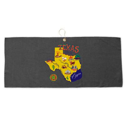 Texas Cartoon Map Large Microfiber Waffle Golf Towel